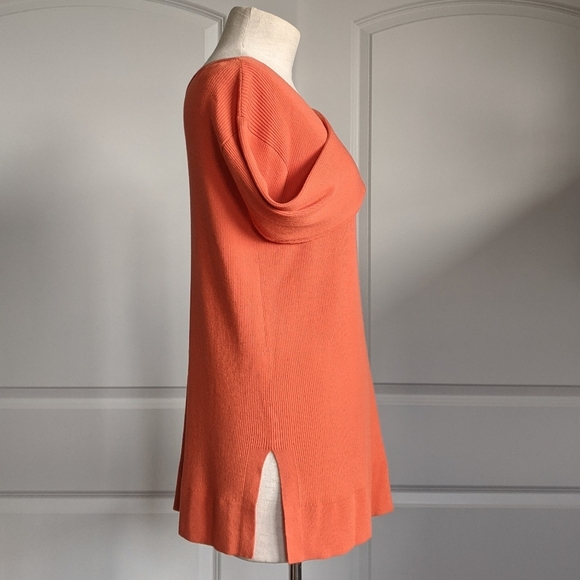 Lafayette 148 Sweater Lightweight Rib Knit V-Neck Pullover Habanero Orange M NWT - Picture 12 of 14